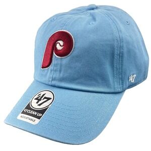 Philadelphia Phillies 47 Brand Clean Up Hat Strap Back Blue Cooperstown‎ NEW